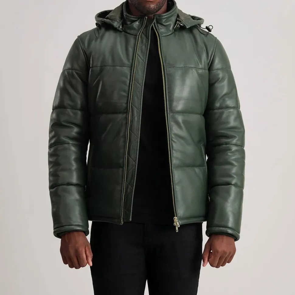 Gordon Green Hooded Leather Puffer Jacket
