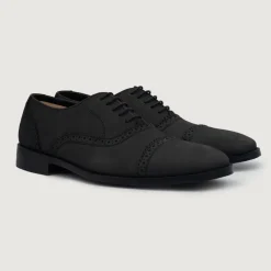 Greyson Brogues Oxford Black Nubuck Leather Shoes
