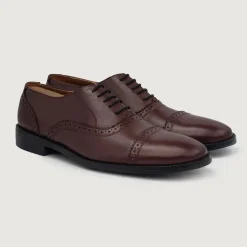 Greyson Brogues Oxford Maroon Leather Shoes