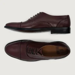 Greyson Brogues Oxford Maroon Leather Shoes
