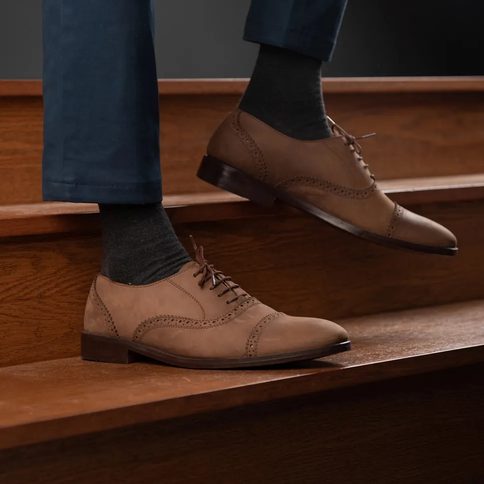 Greyson Brogues Oxford Oil Pull-up Brown Leather Shoes