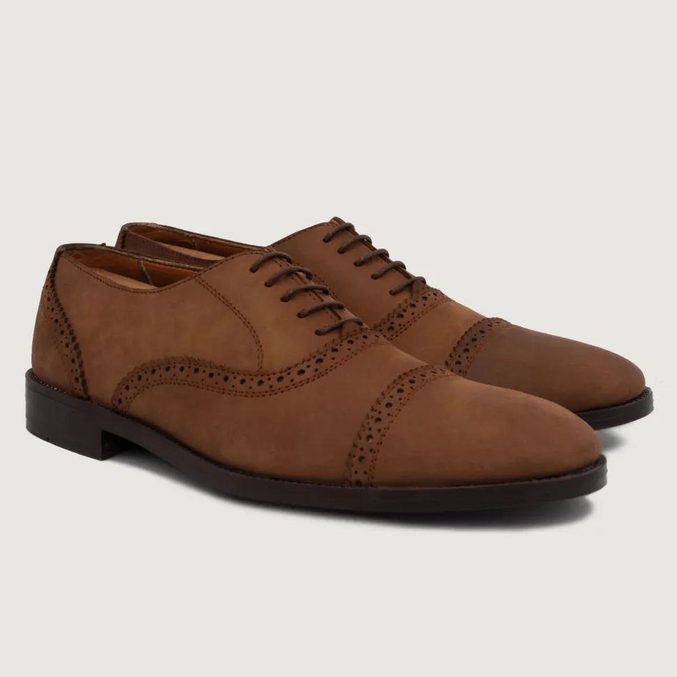 Greyson Brogues Oxford Oil Pull-up Brown Leather Shoes