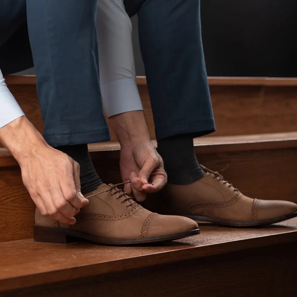 Greyson Brogues Oxford Oil Pull-up Brown Leather Shoes