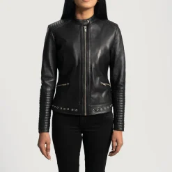Haley Ray Black Leather Biker Jacket