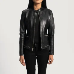 Haley Ray Black Leather Biker Jacket