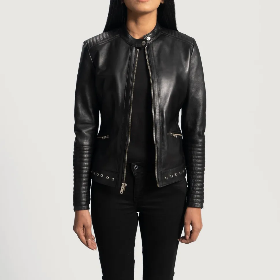 Haley Ray Black Leather Biker Jacket