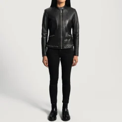 Haley Ray Black Leather Biker Jacket