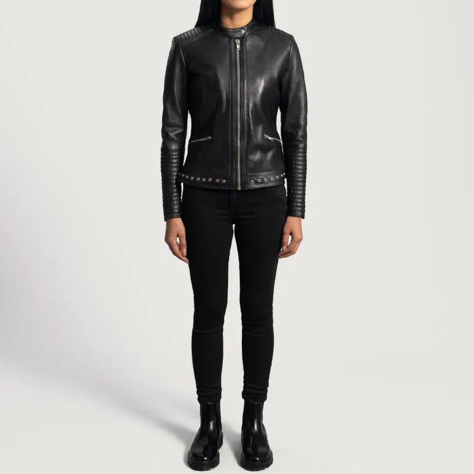 Haley Ray Black Leather Biker Jacket