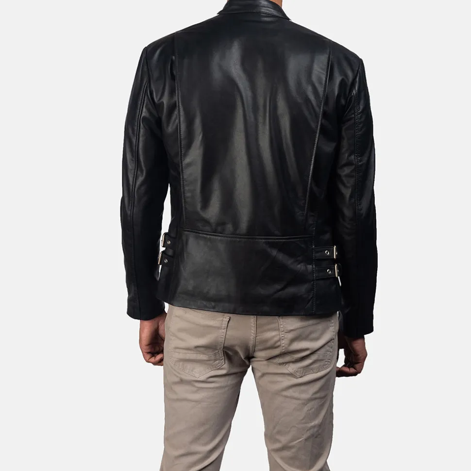 Hank Black Leather Biker Jacket