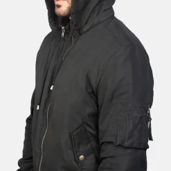 Hanklin Ma-1 Black Hooded Bomber Jacket