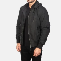 Hanklin Ma-1 Black Hooded Bomber Jacket