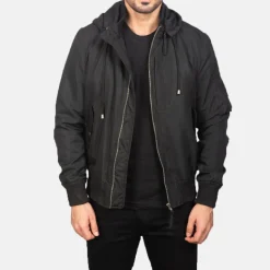 Hanklin Ma-1 Black Hooded Bomber Jacket