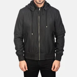 Hanklin Ma-1 Black Hooded Bomber Jacket