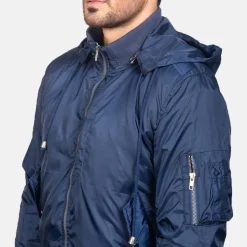 Hanklin Ma-1 Blue Hooded Bomber Jacket