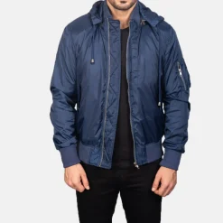 Hanklin Ma-1 Blue Hooded Bomber Jacket