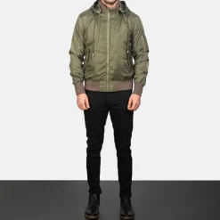 Hanklin Ma-1 Green Hooded Bomber Jacket
