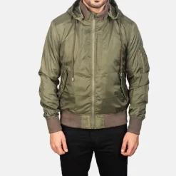 Hanklin Ma-1 Green Hooded Bomber Jacket