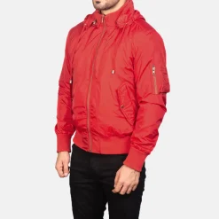 Hanklin Ma-1 Red Hooded Bomber Jacket
