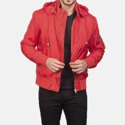 Hanklin Ma-1 Red Hooded Bomber Jacket