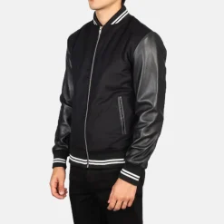 Harrison Black Hybrid Varsity Jacket