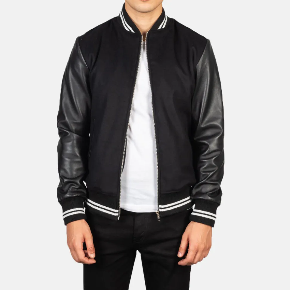 Harrison Black Hybrid Varsity Jacket
