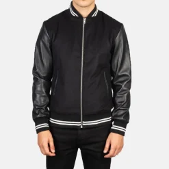 Harrison Black Hybrid Varsity Jacket