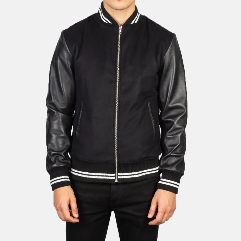 Harrison Black Hybrid Varsity Jacket