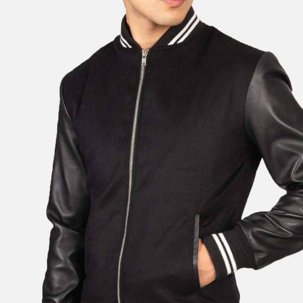 Harrison Black Hybrid Varsity Jacket