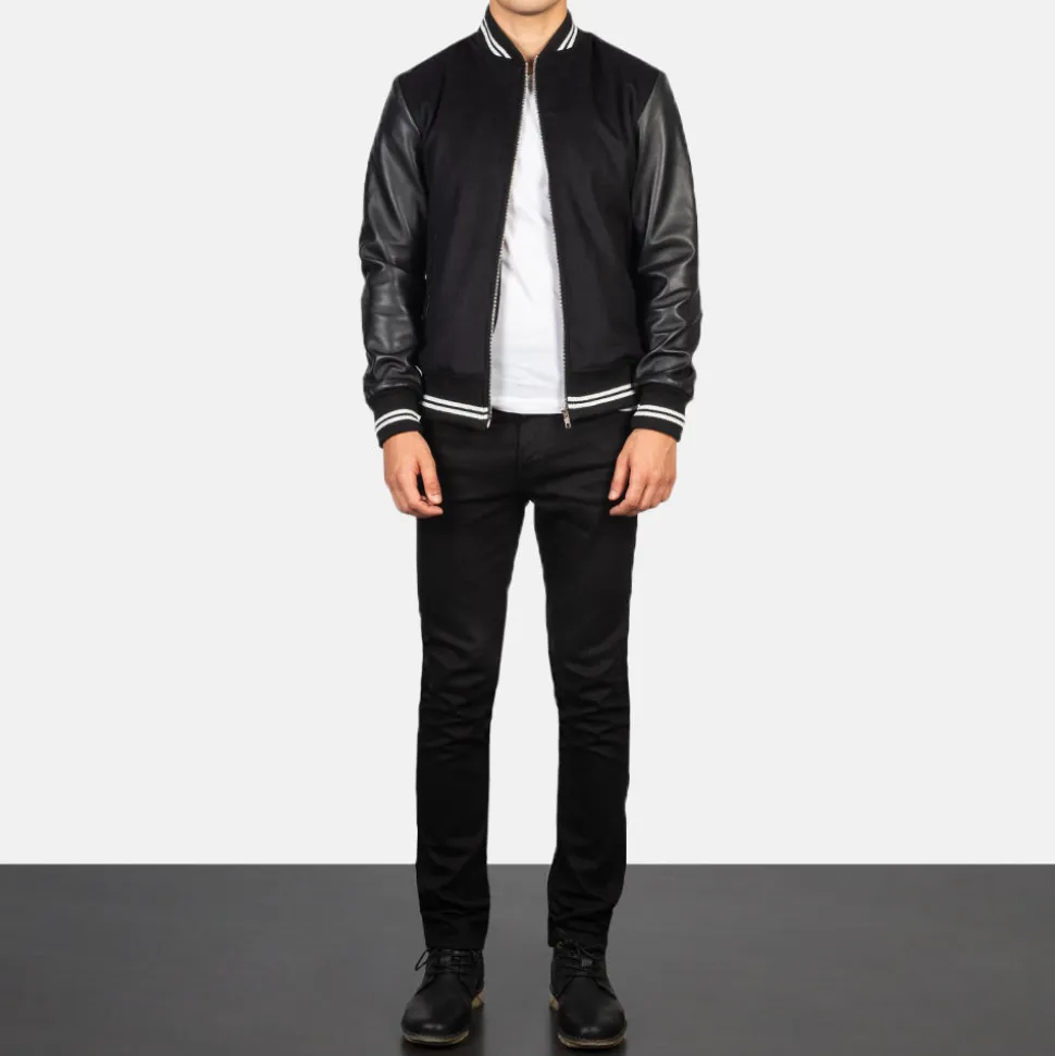 Harrison Black Hybrid Varsity Jacket