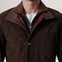 Henrik Brown Suede Cafe Racer Jacket