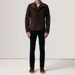 Henrik Brown Suede Cafe Racer Jacket