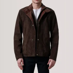 Henrik Brown Suede Cafe Racer Jacket