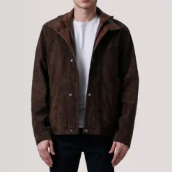 Henrik Brown Suede Cafe Racer Jacket