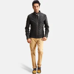 Henry Quilted Black Leather Jacket