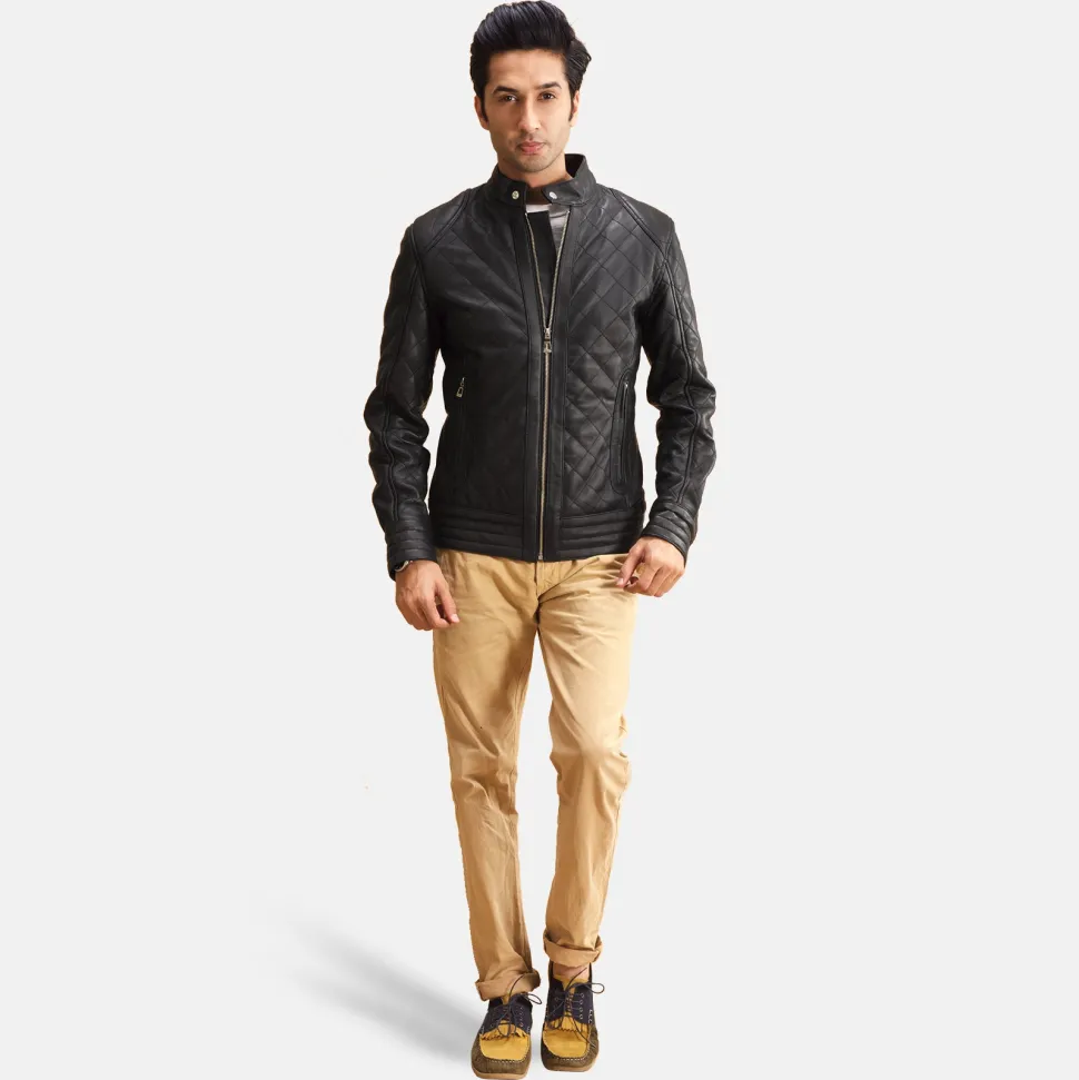 Henry Quilted Black Leather Jacket