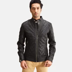 Henry Quilted Black Leather Jacket