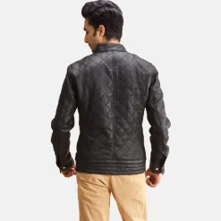 Henry Quilted Black Leather Jacket
