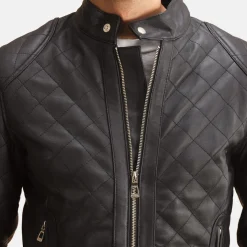 Henry Quilted Black Leather Jacket