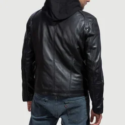 Highschool Black Hooded Leather Jacket