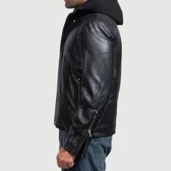 Highschool Black Hooded Leather Jacket