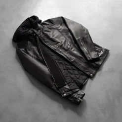Highschool Black Hooded Leather Jacket