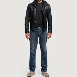 Highschool Black Hooded Leather Jacket