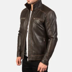 Hudson Brown Leather Biker Jacket