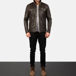 Hudson Brown Leather Biker Jacket