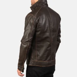 Hudson Brown Leather Biker Jacket