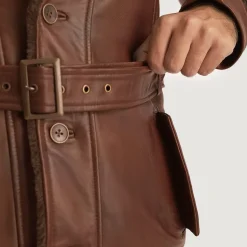 Hunter Distressed Brown Fur Leather Coat
