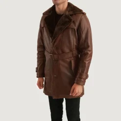 Hunter Distressed Brown Fur Leather Coat