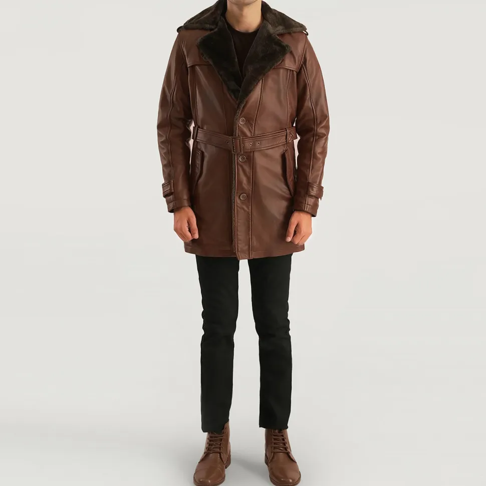 Hunter Distressed Brown Fur Leather Coat