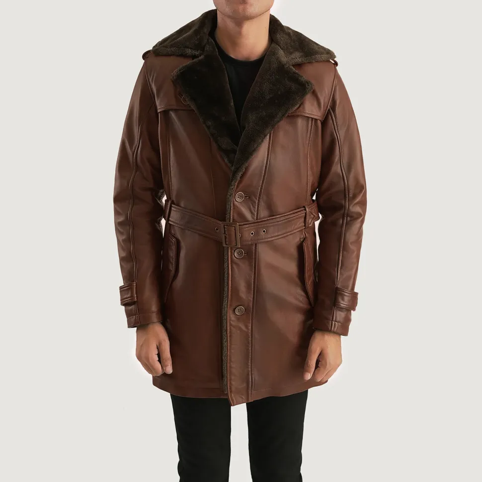 Hunter Distressed Brown Fur Leather Coat