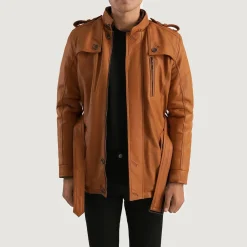 Hunter Tan Brown Fur Leather Jacket